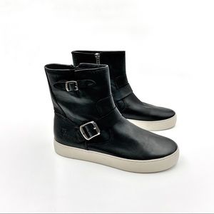 Frye leather sneaker zip moto boot